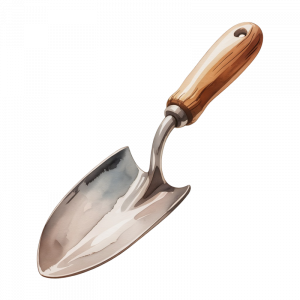garden trowel illustration for gardeners club in blue windmill day nursery rugby