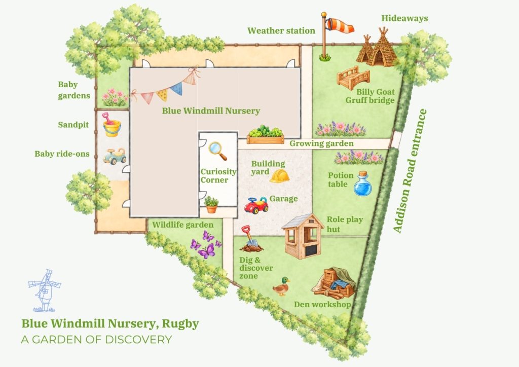 Blue Windmill Nursery Garden map in Rugby