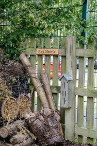 bug hotels in the wildlife garden at blue windmill nursery