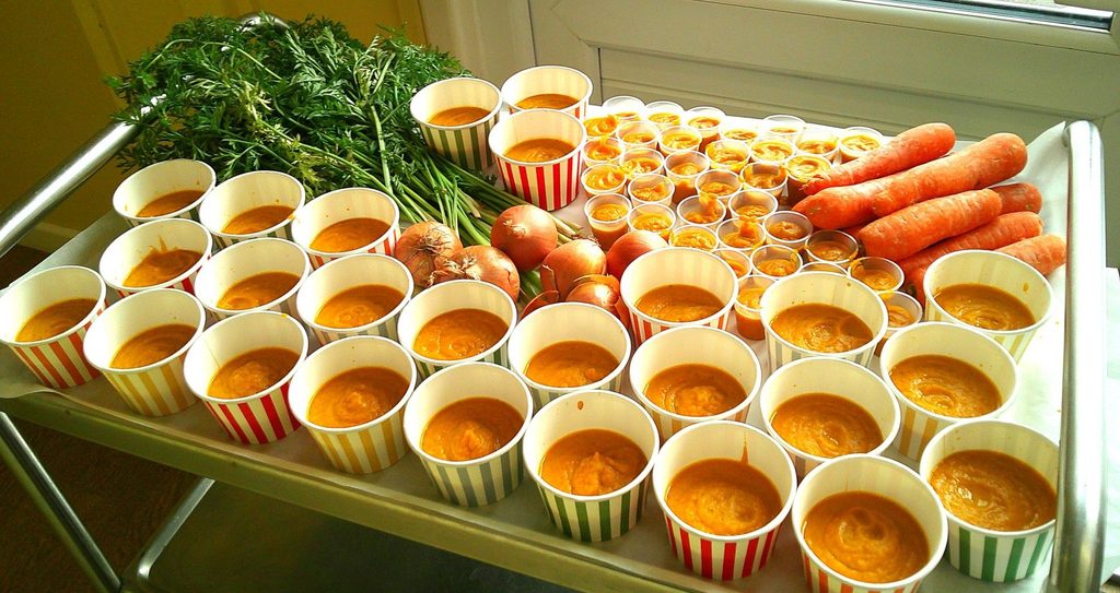 homemade carrot soup from vegetables grown at blue windmill nursery in rugby